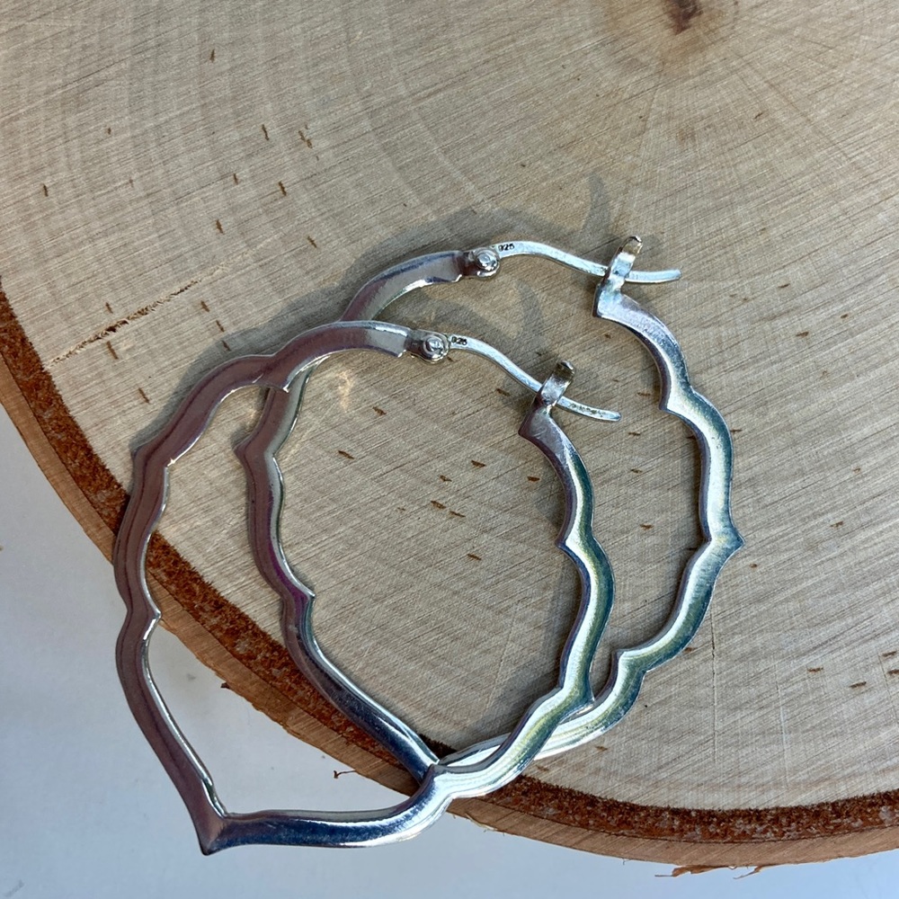 Boma sterling silver flat patterned hoops